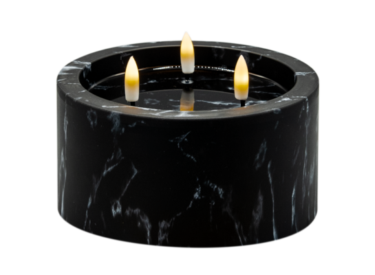 Świeca LED 3 płomienie efekt czarnego marmuru  8 x 15 cm ciepły biały CORTINA