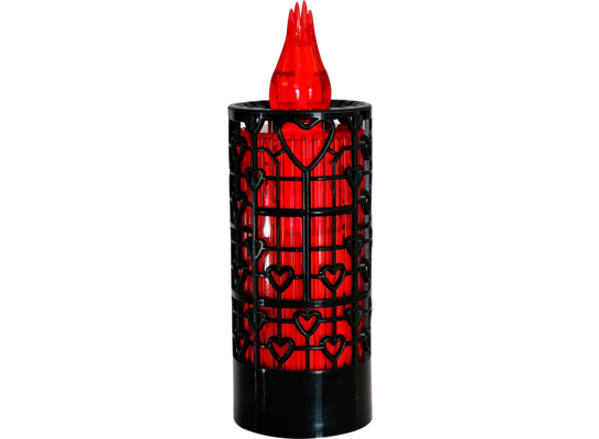 Świeca LED ażur serca 15 x 5 cm czarno-czerwony CORTINA