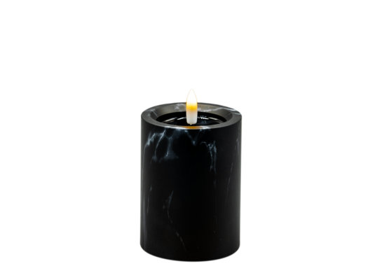 Świeca LED efekt czarnego marmuru 10 x 7,5 cm ciepły biały CORTINA