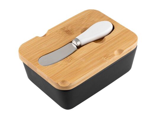 Maselnica ceramiczna Adria z pokrywą i nożykiem czarny