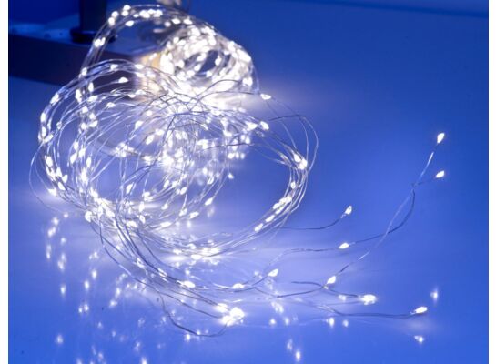 Lampki 200 LED zewnętrzne na transformator z programatorem łezki koński ogon zimny biały CORTINA POLAND
