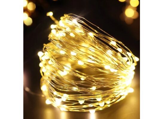 Lampki 50 LED ciepły biały druciki łezki na baterie CORTINA POLAND