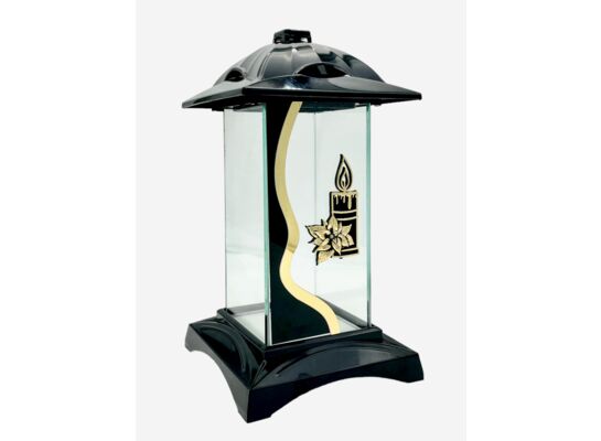 Znicz kapliczka świeczka glamour 30 x 16 cm czarno-złoty