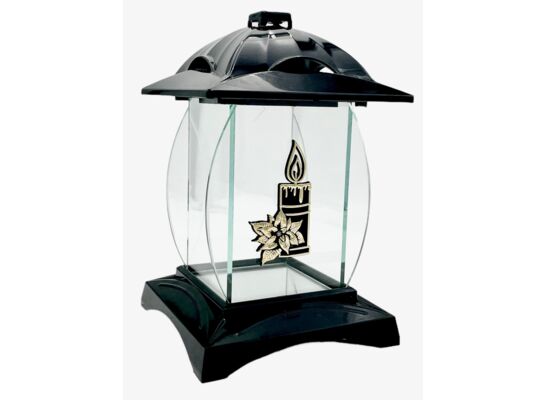 Znicz kapliczka 25 x 16 cm czarno-złoty