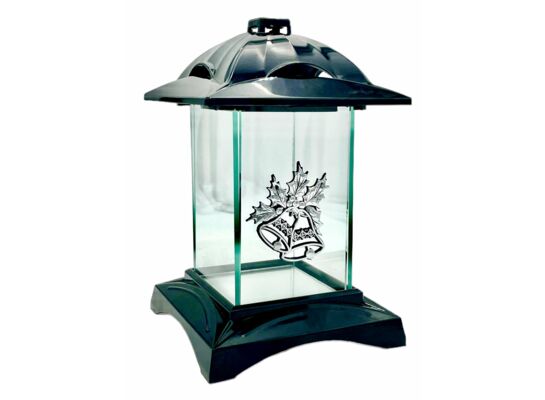 Znicz kapliczka dzwonki 25 x 16 cm czarno-srebrny