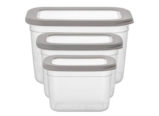 Pojemniki na żywność prostokątne Foodie 800 ml + 1300 ml + 2300 ml szary