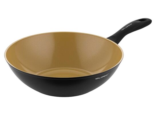 Patelnia aluminiowa wok AmVegan 28 cm czarno-złoty