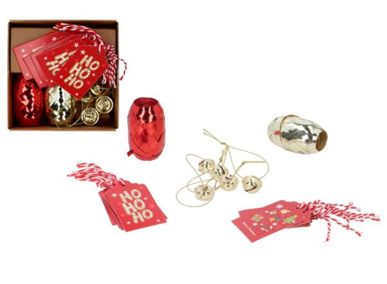 Zestaw do pakowania prezentów 12 x 12 x 4 cm czerwono-złoty