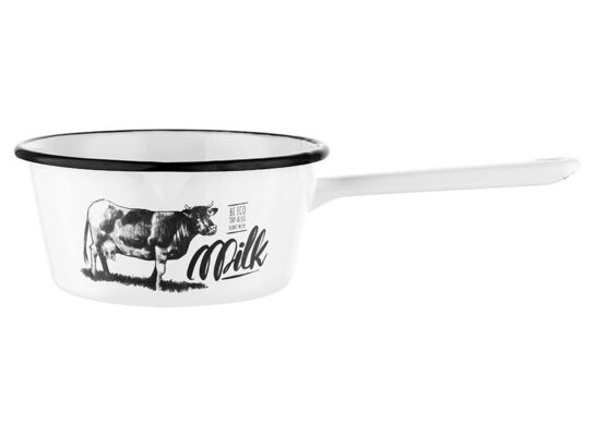 Rondel emaliowany skośny Milk 16 cm 1230 ml czarno-biały