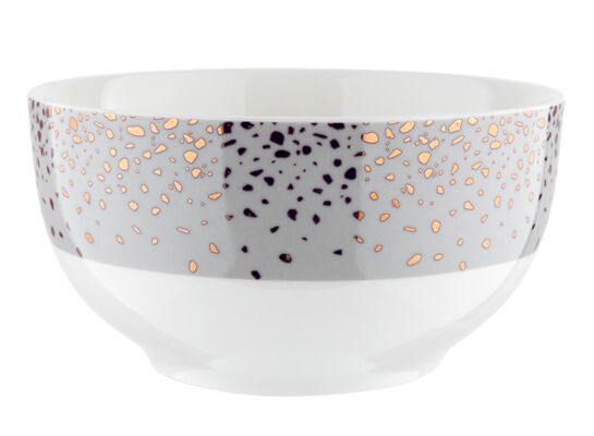 Salaterka Spots Grey złote centki 13 cm biało-szary