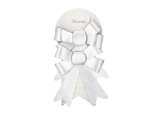 Kokarda dekoracyjna 13 x 17 cm srebrny 2 sztuki