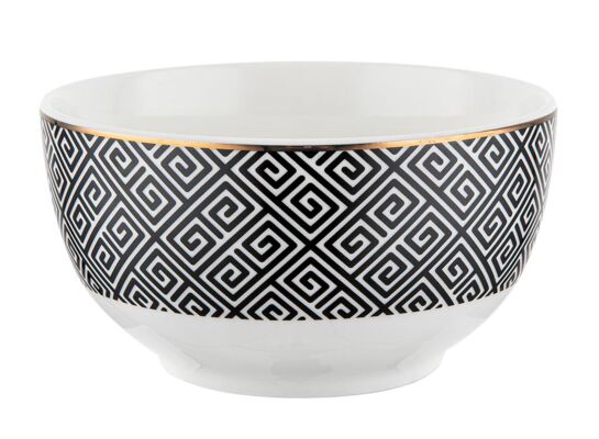 Salaterka Lauren złota obwódka 13 cm biało-czarny