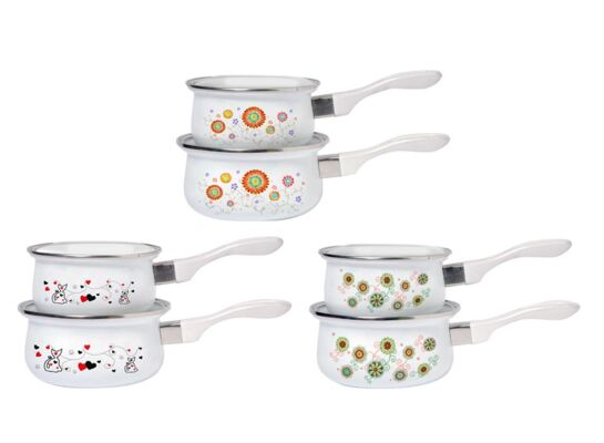 Rondel emaliowany prosty dekorowany 14 cm 1000 ml mix kolorów