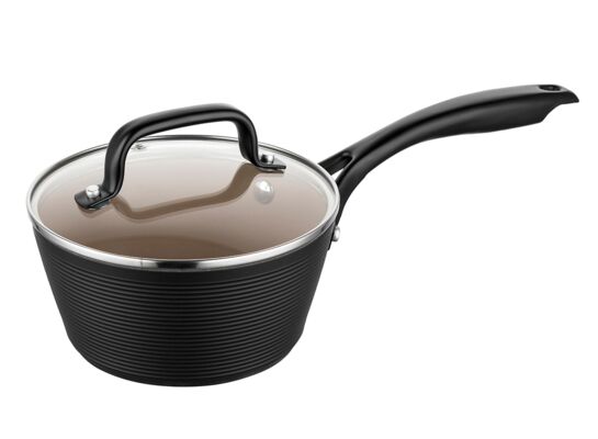 Rondel aluminiowy Calina z pokrywką 16 cm 1000 ml czarny
