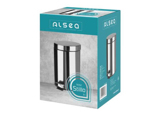 Kosz na śmieci Stillo z pedałem 3 l srebrny Alsea