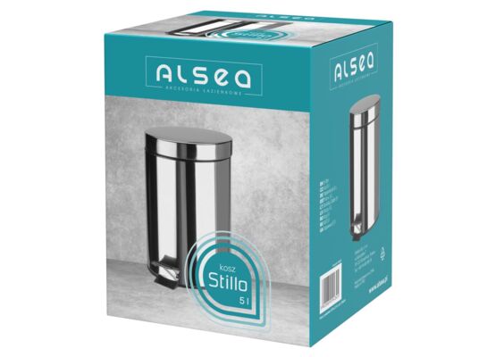 Kosz na śmieci Stillo z pedałem 5 l srebrny Alsea