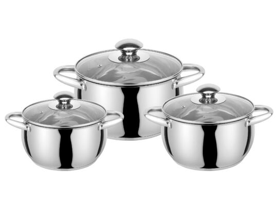 Zestaw garnków Modena z pokrywkami 2,3 l + 3,5 l + 5,5 l srebrny