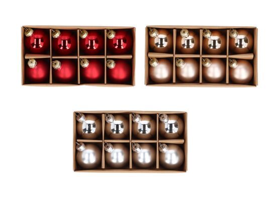 Zestaw bombek szklanych 5 cm połysk / mat 8 sztuk mix