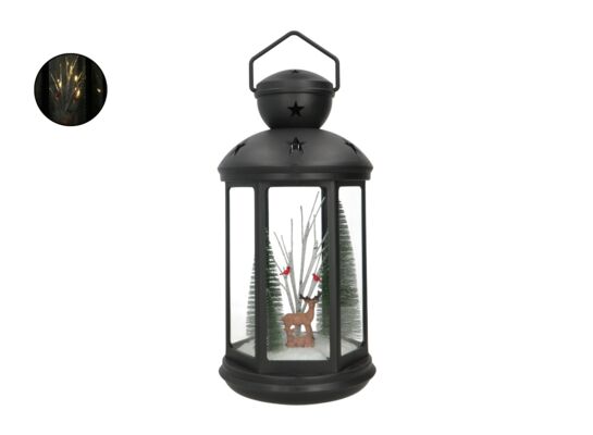 Latarenka LED z figurką jeleni 21,5 x 43 cm czarny