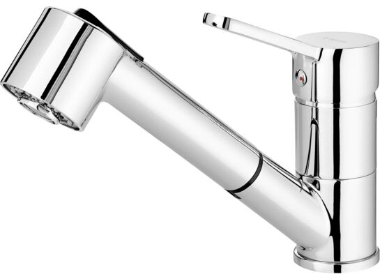 Bateria zlewozmywakowa NARCYZ chrom z wyciąganą słuchawką Deante