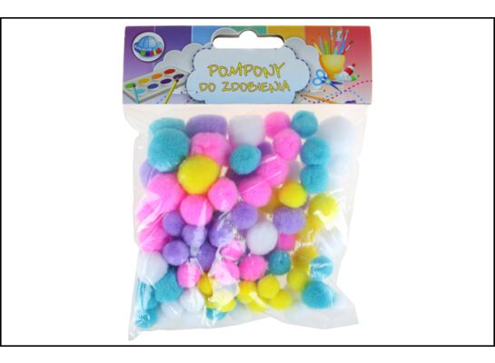 Pompony do zdobienia 100 sztuk mix