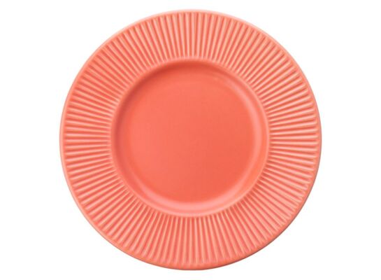 Talerz deserowy Prążki 22 cm koralowy