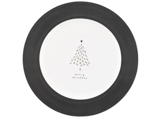 Talerz płytki Natalie 27 cm choinka biało-czarny