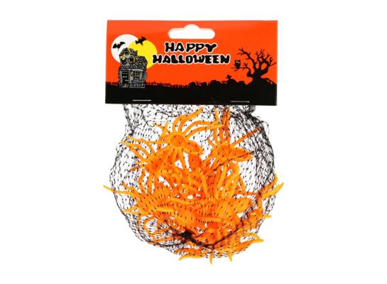 Dekoracja na Halloween pająk 5,5 x 3 cm pomarańczowy 12 sztuk