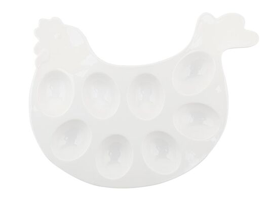 Talerz na jajka Kurka biały