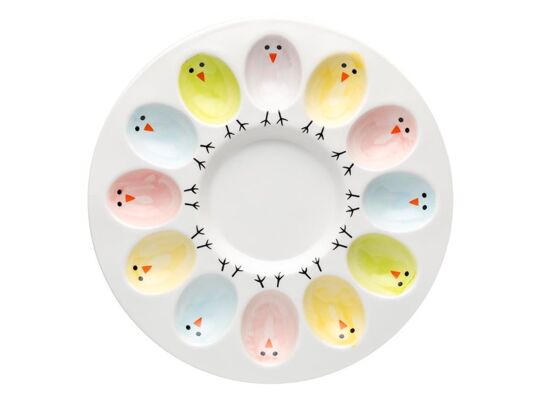 Talerz do jaj Kolorowe kurki na 12 sztuk wielokolorowy