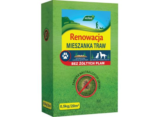 Mieszanka nasion traw z neutralizatorem uryny RENOWACJA karton 0,5 kg Westland