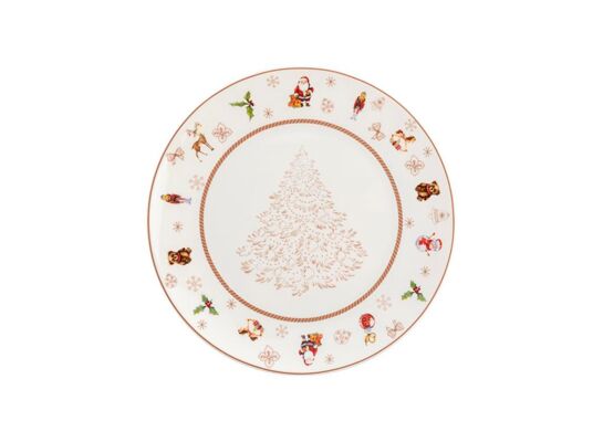 Talerz deserowy Winter Fun 19 cm świąteczny wielokolorowy