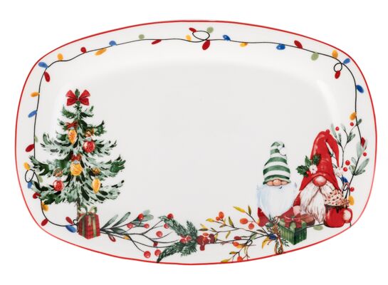 Talerz prostokątny Norni 30 x 19,5 cm świąteczny wielokolorowy
