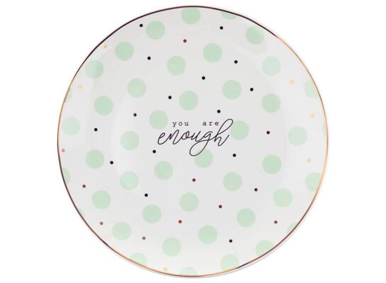 Talerz deserowy Mint Dots 20 cm kropki zielono-biały