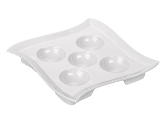 Talerz do jaj Fala na 5 sztuk biały