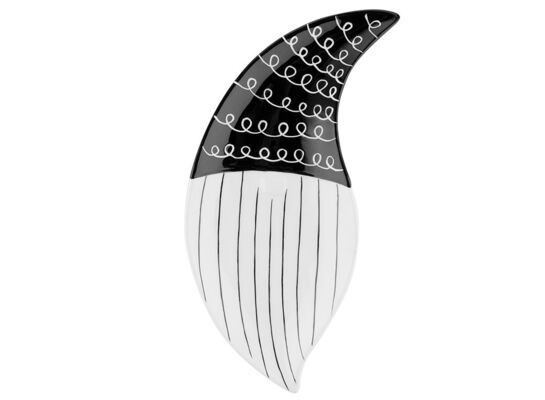 Talerz ozdobny Krasnal 16,7 x 12,2 x 2 cm czarno-biały