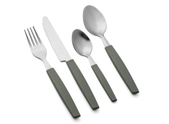 Sztućce Allegra 16 elementów srebrno-szałwiowy