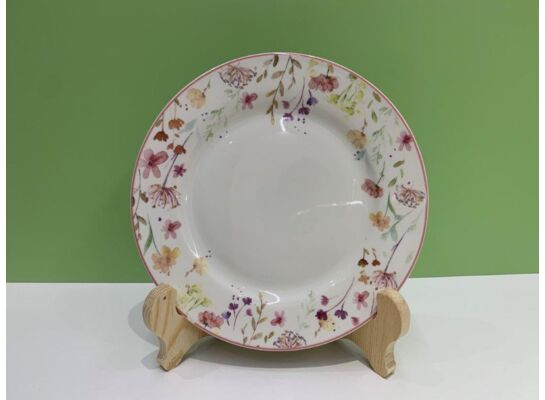 Talerz deserowy Lea 19 cm kwiaty biały