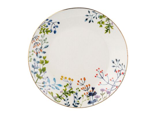 Talerz deserowy Silvia 19 cm gałązki biały
