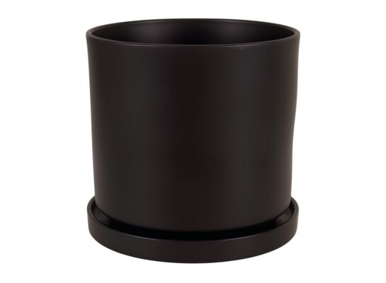 Doniczka cylinder z podstawką 19,5 cm matowy czarny