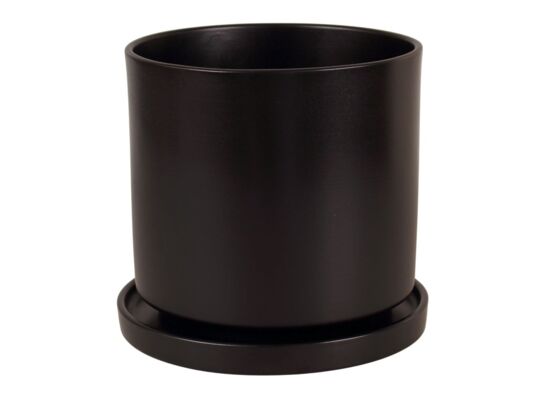 Doniczka cylinder 19 cm + podstawka matowy czarny