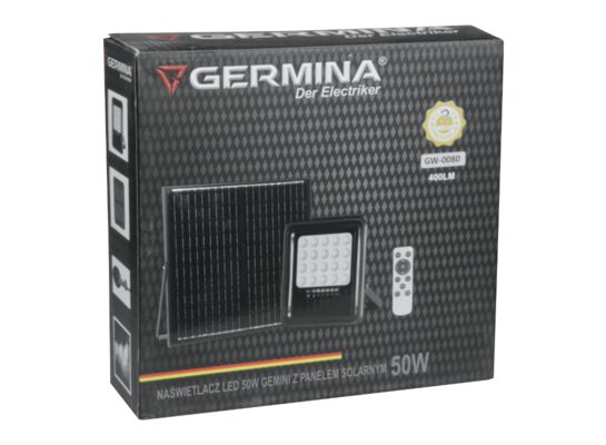 Naświetlacz LED 50 W gemini z panelem solarnym