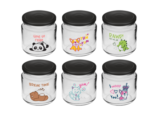 Słoik dla dzieci TO 212 ml z nadrukiem i zakrętką 6 sztuk