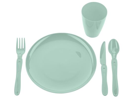 Zestaw piknikowy 21 elementów plastikowy miętowy