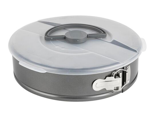 Tortownica nierdzewna Likoris New z pokrywą 26 cm szary