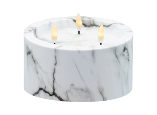 Świeca LED 3 płomienie efekt marmuru 9,3 x 15 cm CORTINA POLAND