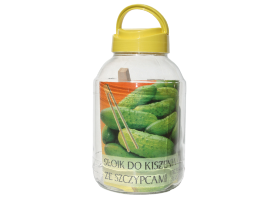 Słój 4 l z plastikową nakrętką i szczypcami