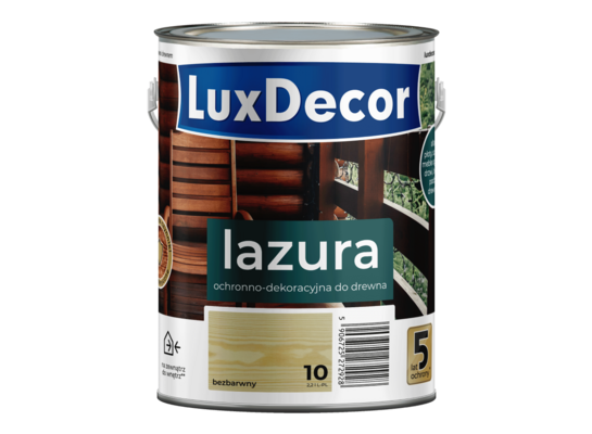 Lazura ochronno-dekoracyjna 5 lat ochrony bezbarwna (10) 2,2 l Luxdecor