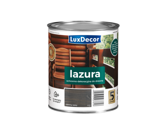 Lazura ochronno-dekoracyjna 5 lat ochrony ciemny szary 0,75 l Luxdecor