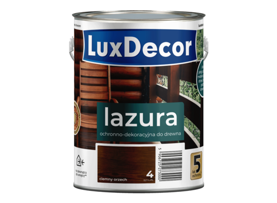 Lazura ochronno-dekoracyjna 5 lat ochrony ciemny orzech 2,2 l Luxdecor